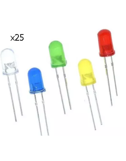 Pac de 25 unidades led de 5 mm
