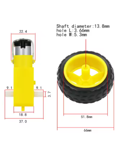 Kit de motor con reducción y rueda para robot inteligente